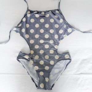 LACOSTE One Piece Light Blue and White Polka Dots